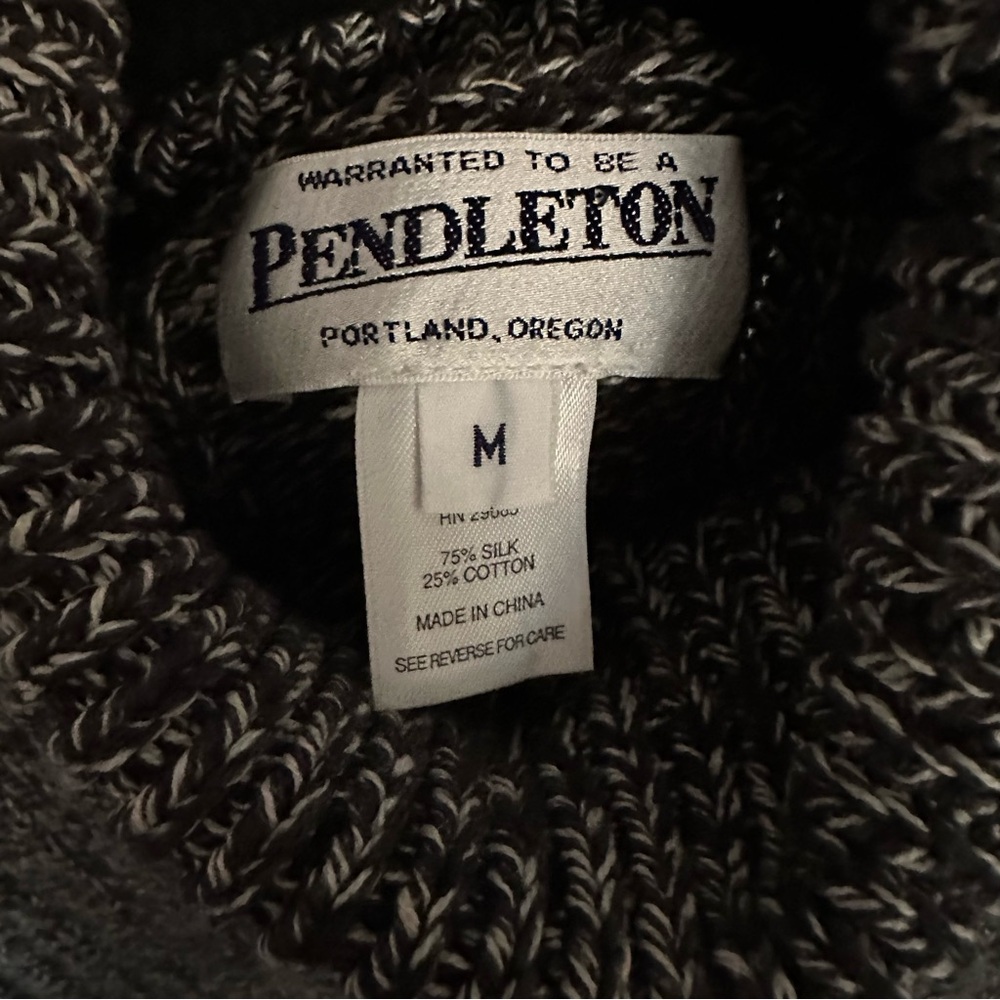 Pendleton Gray Silk Cotton Blend Turtleneck Sweater Sleeveless size Medium - Picture 3 of 4